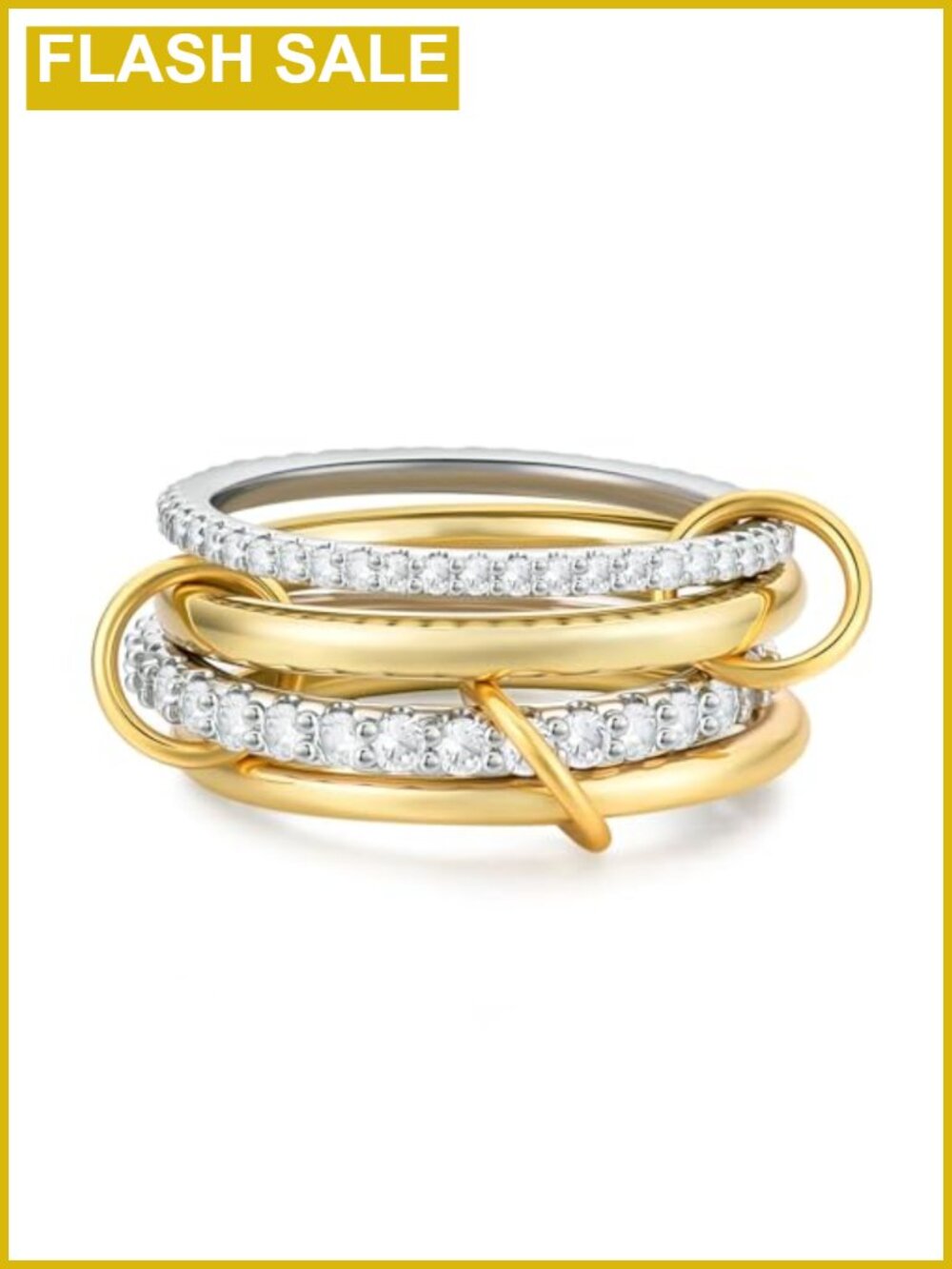 Stackable Rings for Women CZ Gold Silver Multi Layer Statement Ring Jewelry